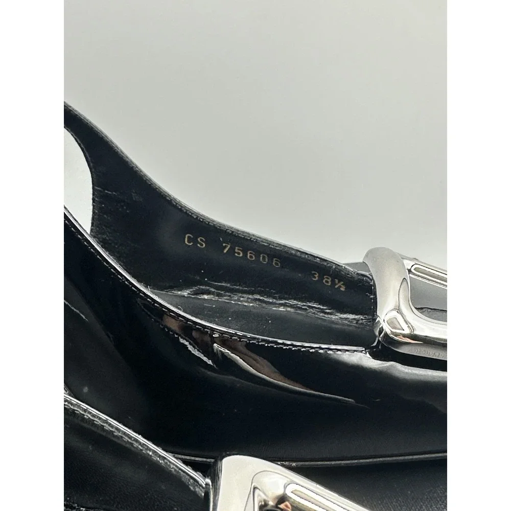 Saint Laurent Avenue Pointed Toe Slingback Pump Shoes Size 38.5 Negro - Picture 6 of 10